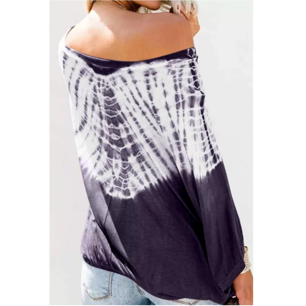 Beautiful Tie Dye Navy/White top - Picture 2 of 8